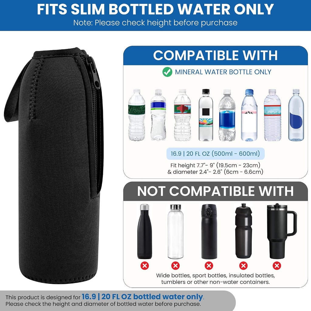 Disposable Water Bottle Sleeve for Smartwater 16.9/20 Fl Oz, Black