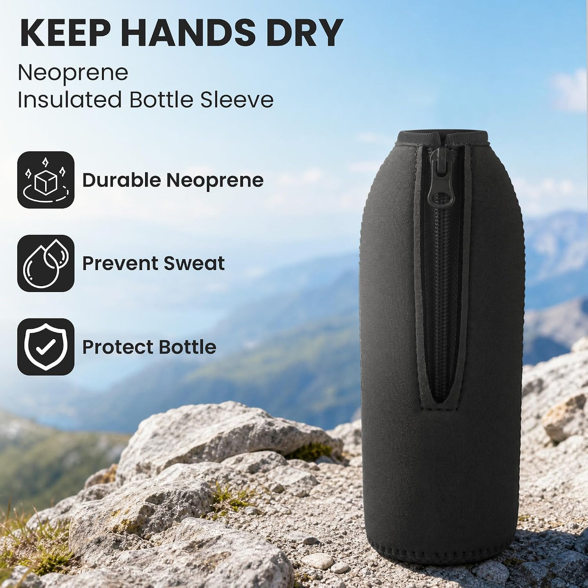 Disposable Water Bottle Sleeve for Smartwater 16.9/20 Fl Oz, Black