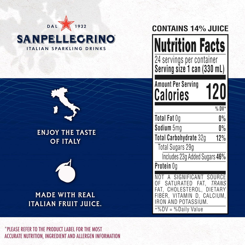 Sanpellegrino Crafted Soda Italiana, Pomegranate & Orange, 24 Pack