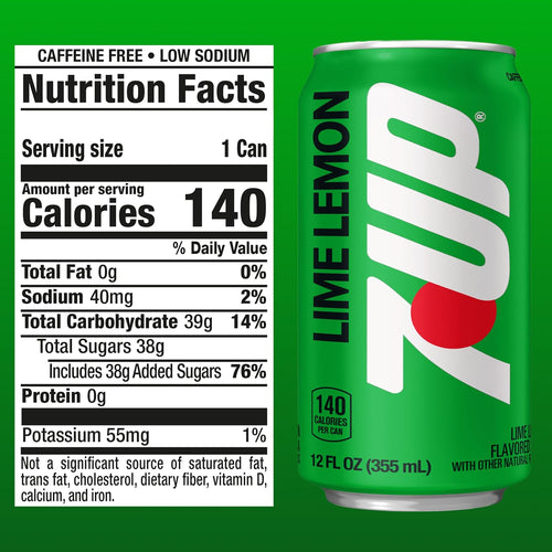 7UP Lemon Lime Soda, 12 Fl Oz Cans, 12 Pack