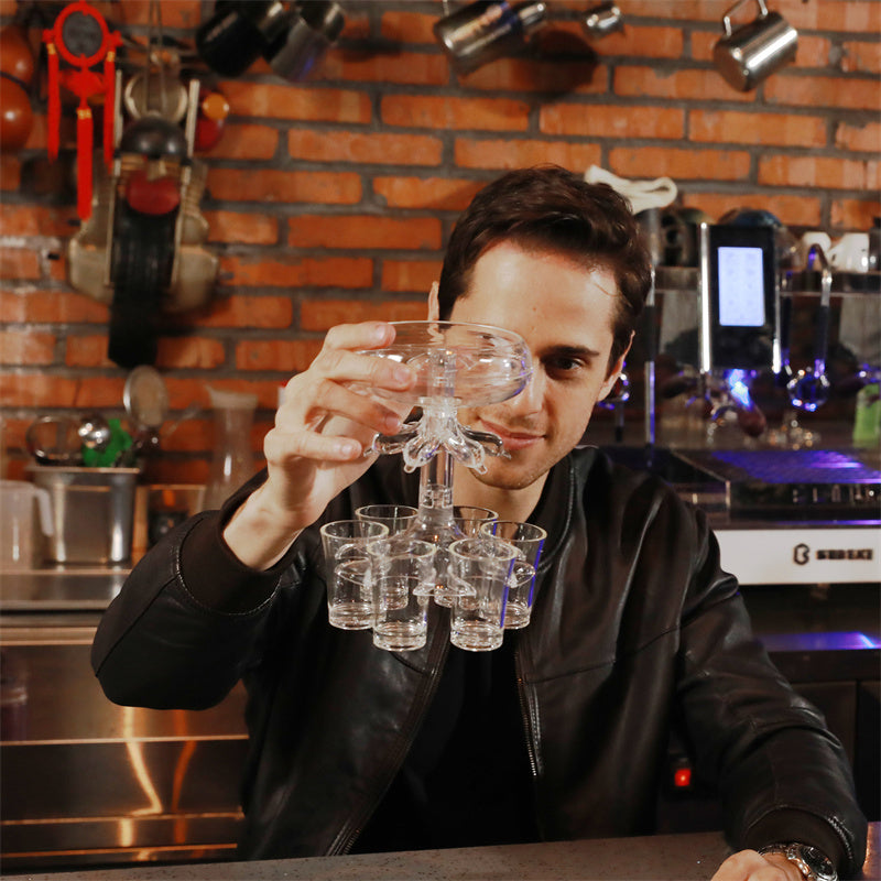 6-Shot Glass Wine Dispenser Rack