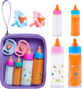 Baby Doll Bottle Accessories - 6 Pcs Magic Milk Feeding Toys Light Purple