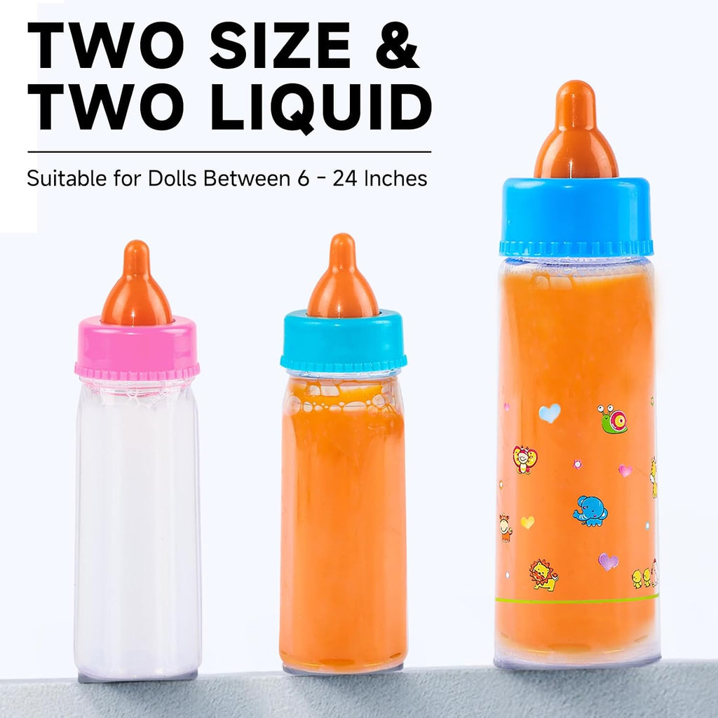 Baby Doll Bottle Accessories - 6 Pcs Magic Milk Feeding Toys Light Purple